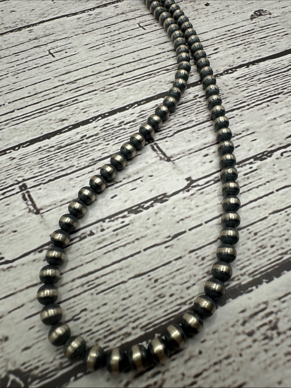 Classic Gunmetal Bead Necklace for Women - Timeless Metallic Finish 925